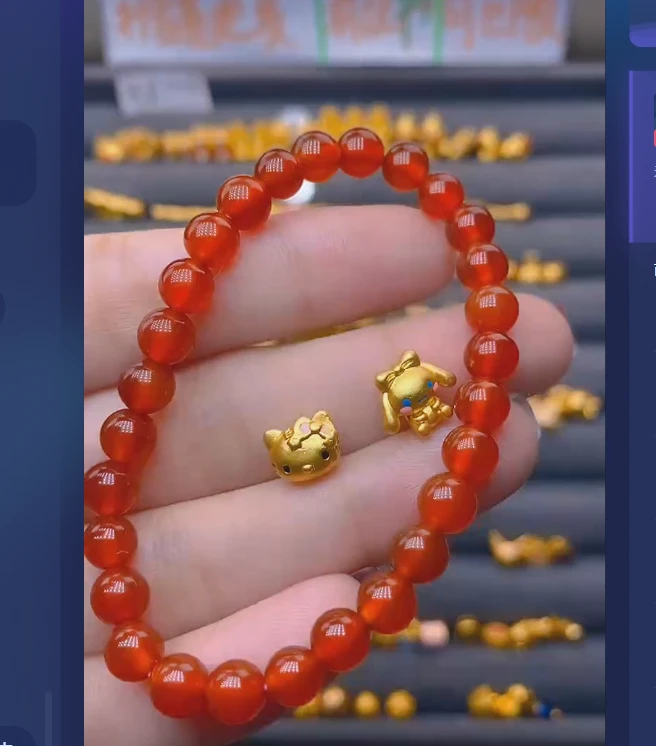 足金999KT猫+玉桂狗玛 瑙/多样性发