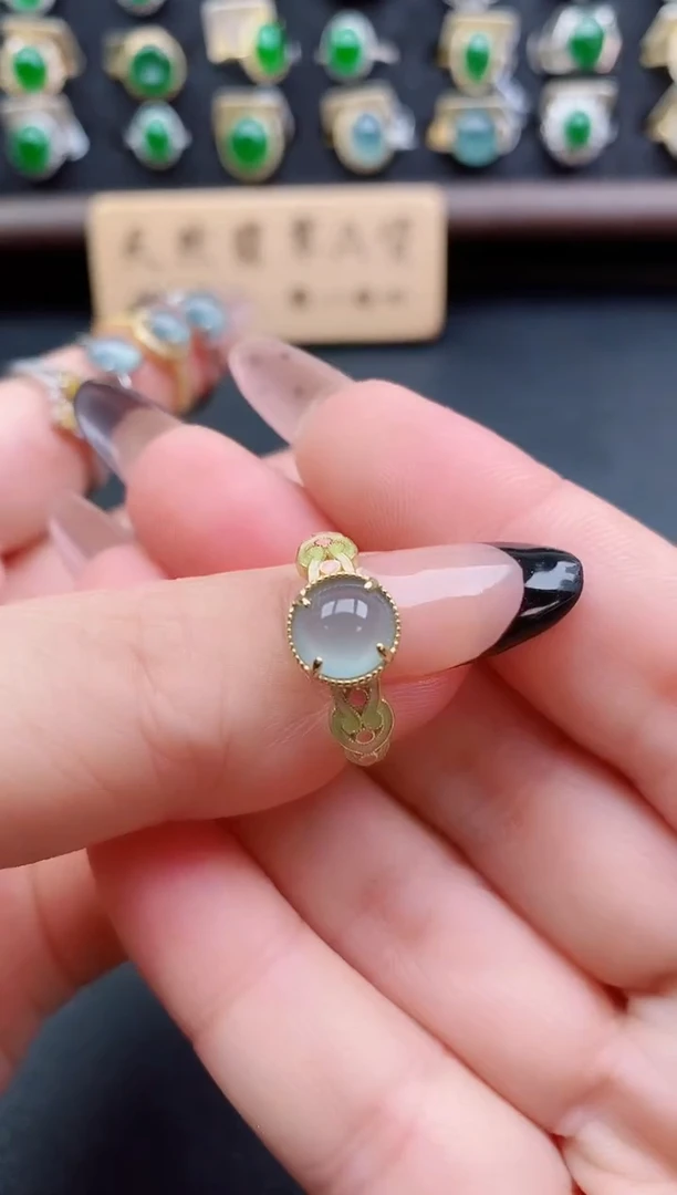 银S925镶嵌戒指翡翠1