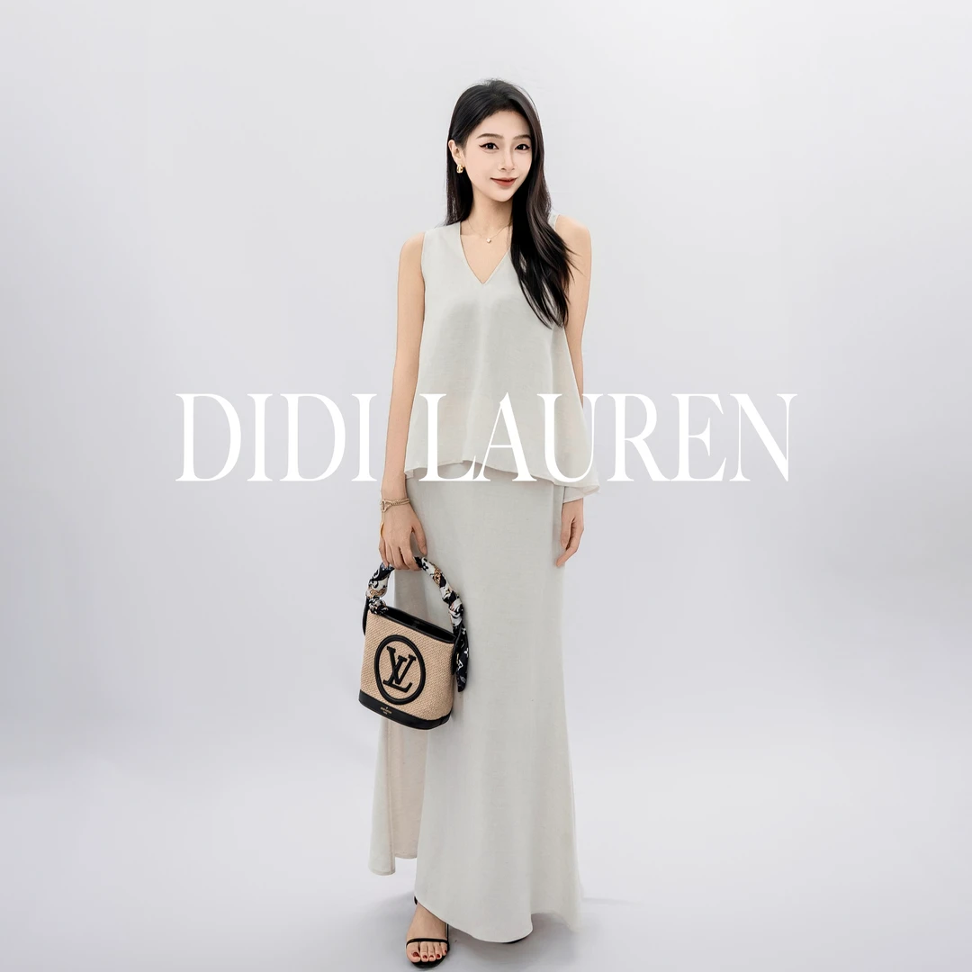 DIDI LAUREN“弥夏晚风”松弛感度假风亚麻无袖套装裙