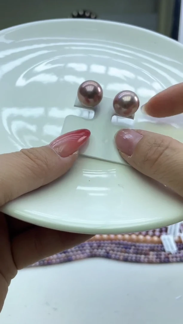 未镶嵌耳饰淡水珍珠紫色系耳饰