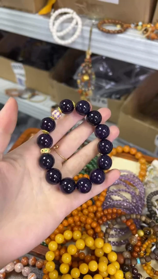 【闪购商品】玛瑙/玉髓手链未镶嵌紫俱来玛瑙大珠款手串[1507]