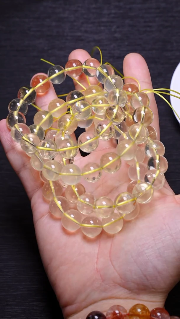 【闪购商品】水晶单圈未镶嵌Q061柠檬黄水晶单圈11m多样性发其一