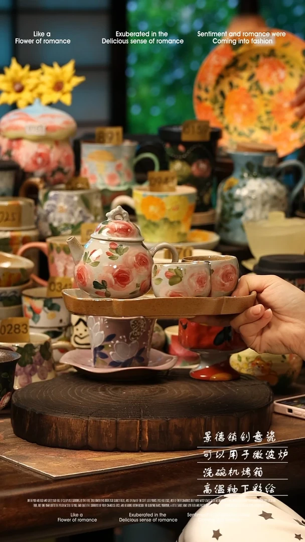 陶瓷景德镇高温釉下彩手工手绘款式