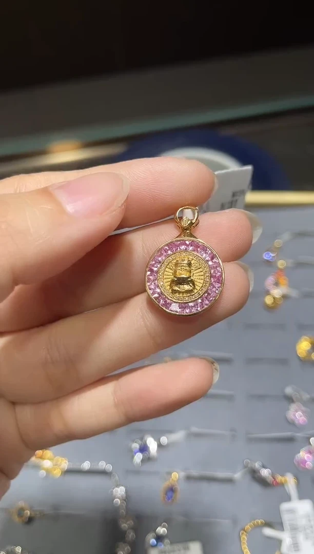 吊坠(不含链)蓝宝石18K金镶嵌白*1