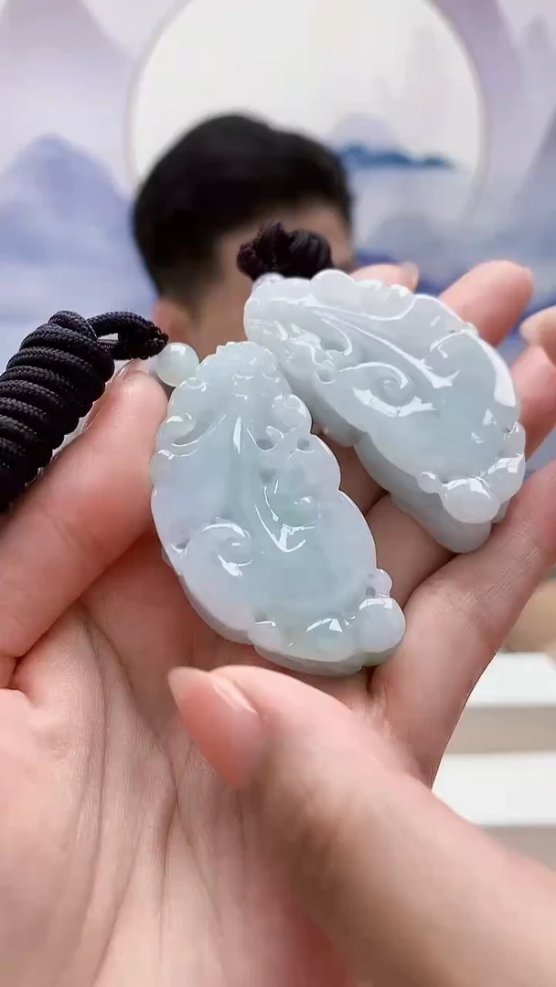 未镶嵌定制翡翠4917MM-毛货两件挂件17