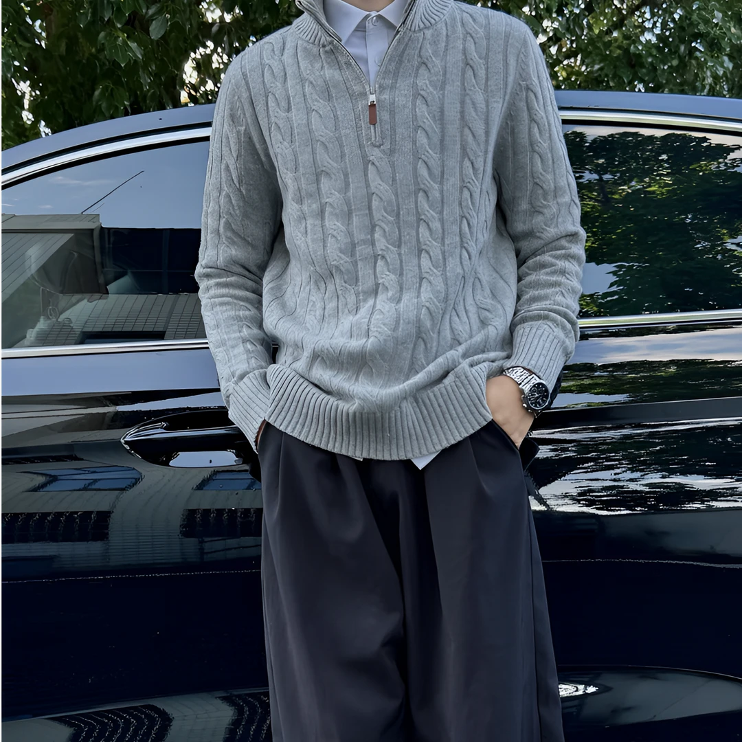 【明】老钱风好命哥同款半拉链羊毛针织衫-男女同款