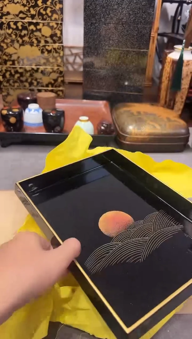 沈金 收纳盘 大漆漆器大漆漆器