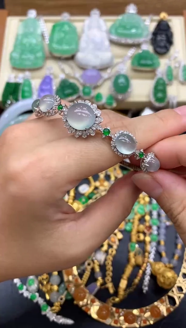 翡翠手镯18K金镶嵌372-中国好珍宝