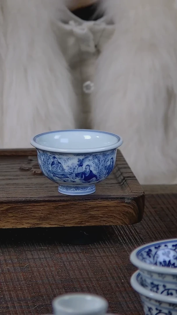 【闪购商品】折葵非器手工手绘竹林七贤小压手杯