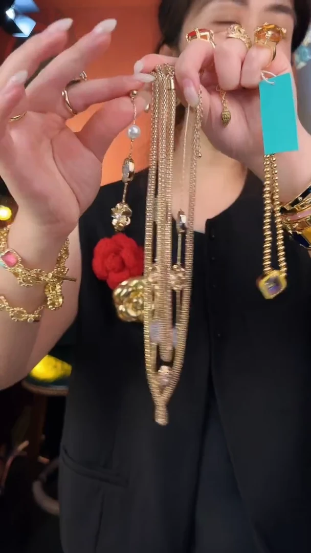 无铜合金铜合金无复古时尚扫肩耳针多层项链套装