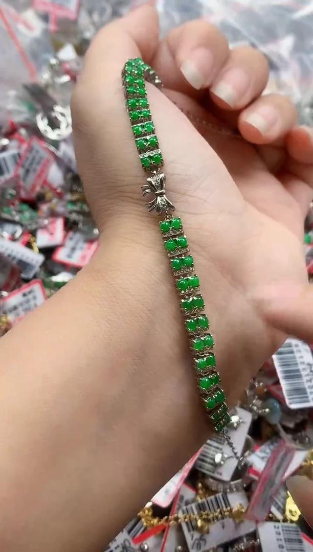 银S925镶嵌戒指翡翠天然A货缅甸翡翠