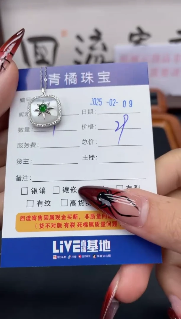 【闪购商品】翡翠套链银S925镶嵌A货翡翠0209055