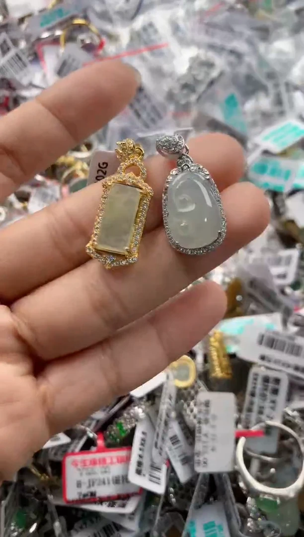 银S925镶嵌戒指翡翠222     5