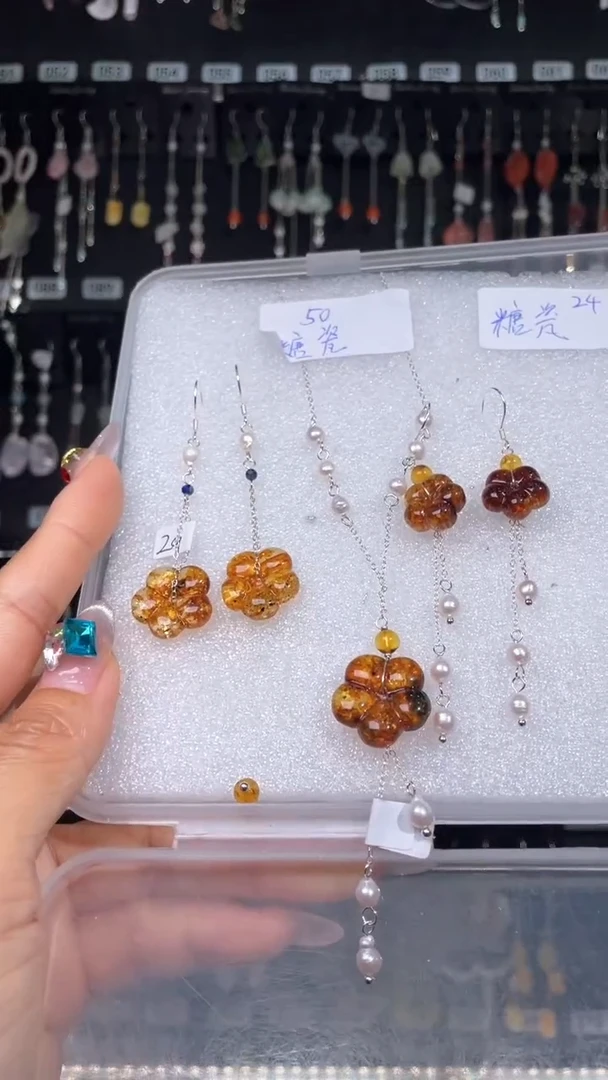 紫晶耳饰银S925镶嵌糖* 糖瓷