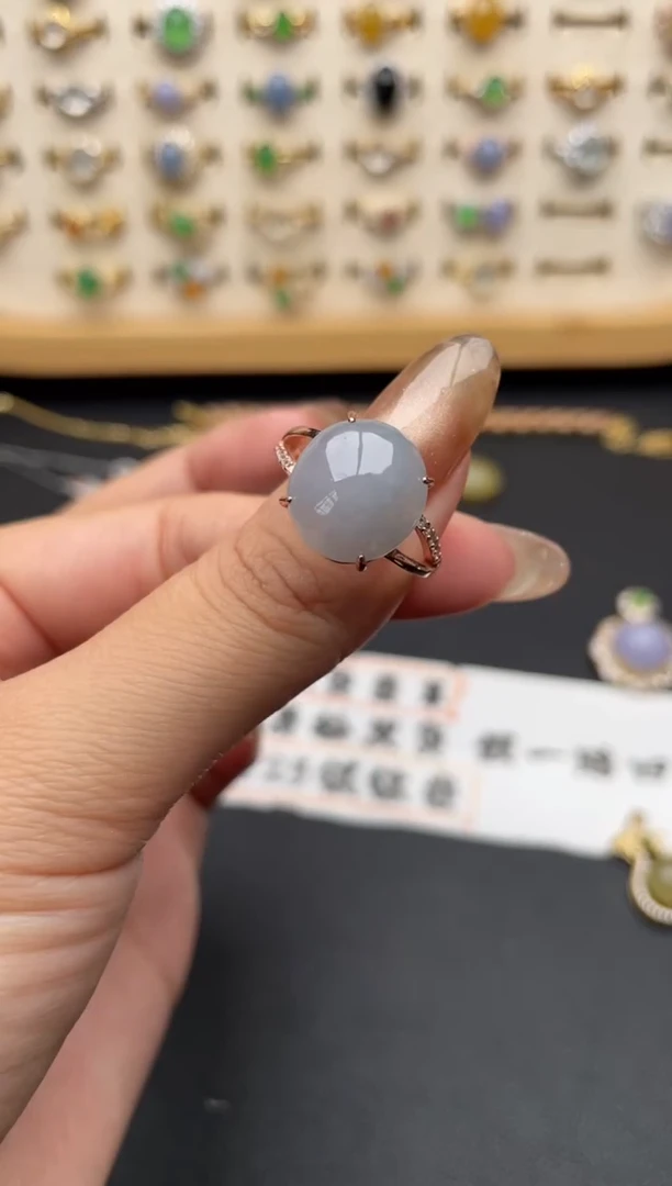 翡翠戒指银S925镶嵌1一物一证一礼盒