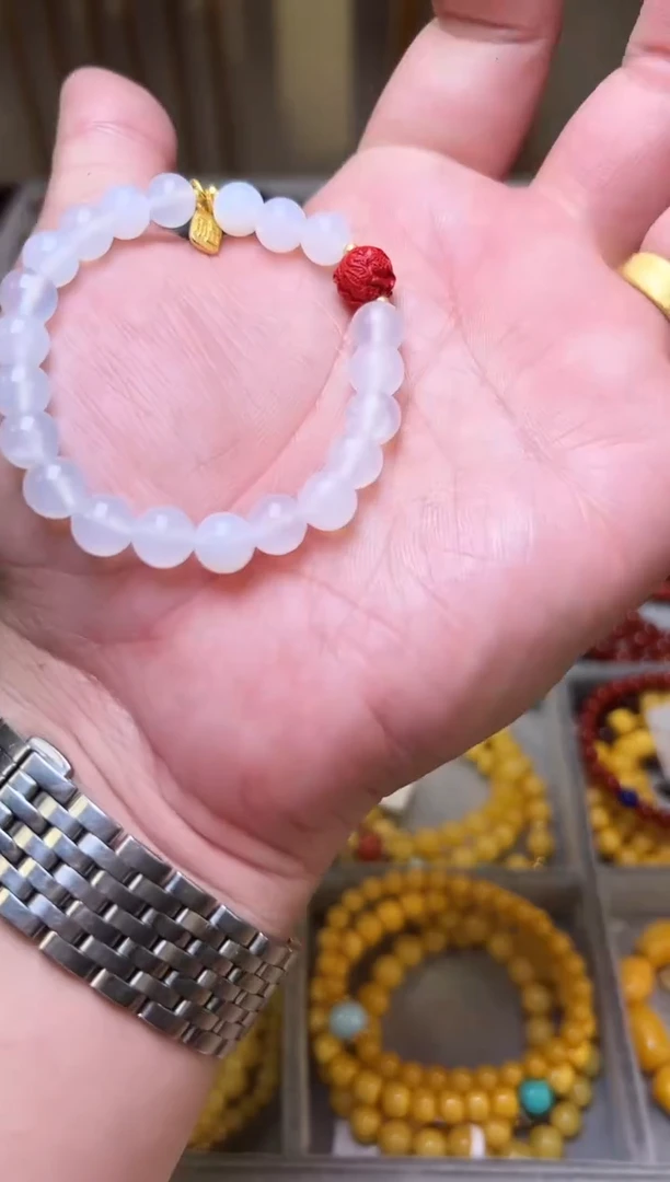 未镶嵌手串玛瑙/玉髓白玛瑙单圈手串