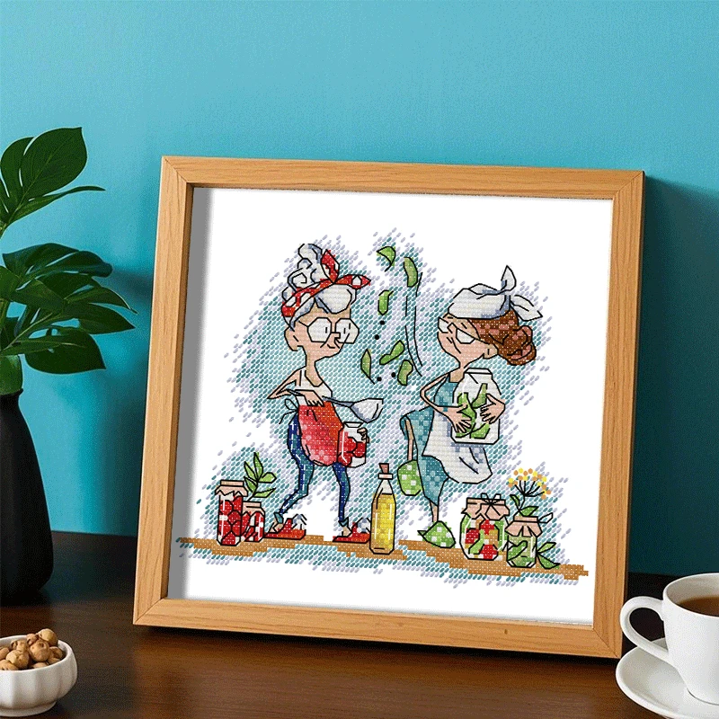 NKF新款十字两个老顽童(清)卧室客厅满绣刺绣小幅装饰挂件