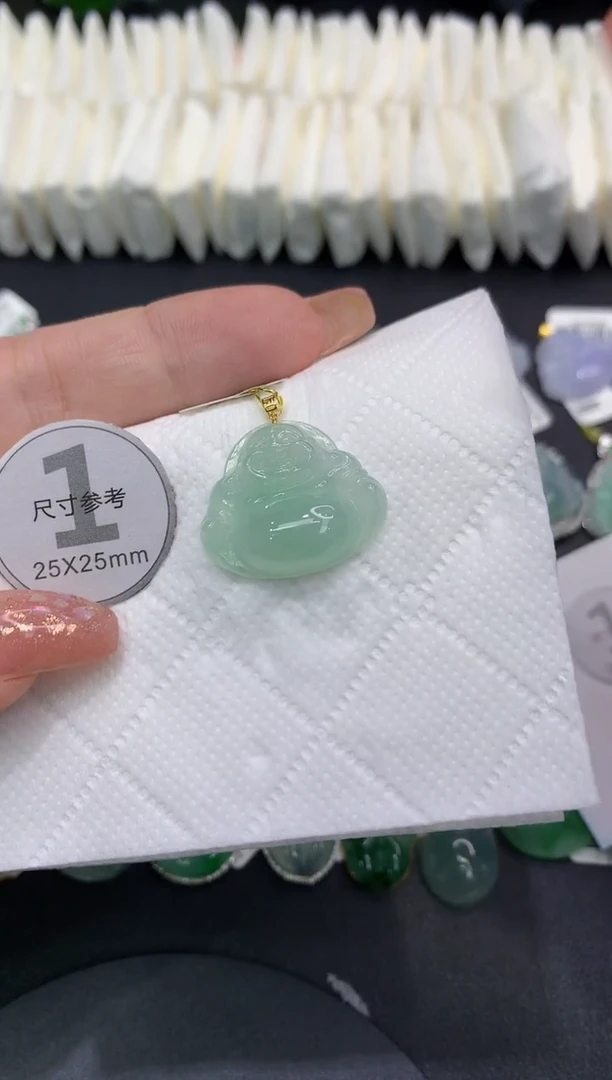 吊坠(不含链)18K金镶嵌翡翠11