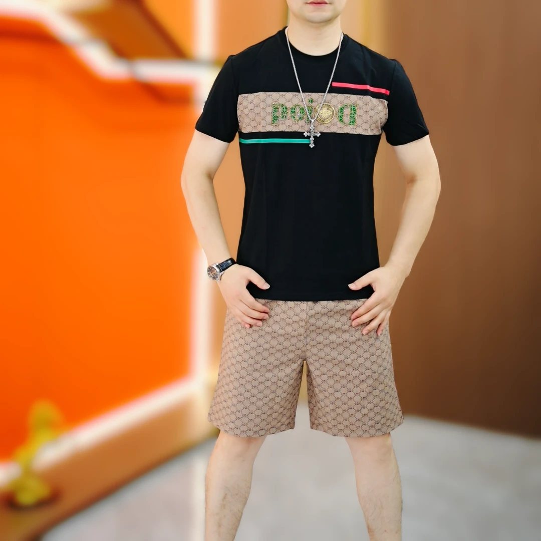 【阿凯严选】高品质夏季新款男士潮流时尚圆领修身时尚短袖短裤套装