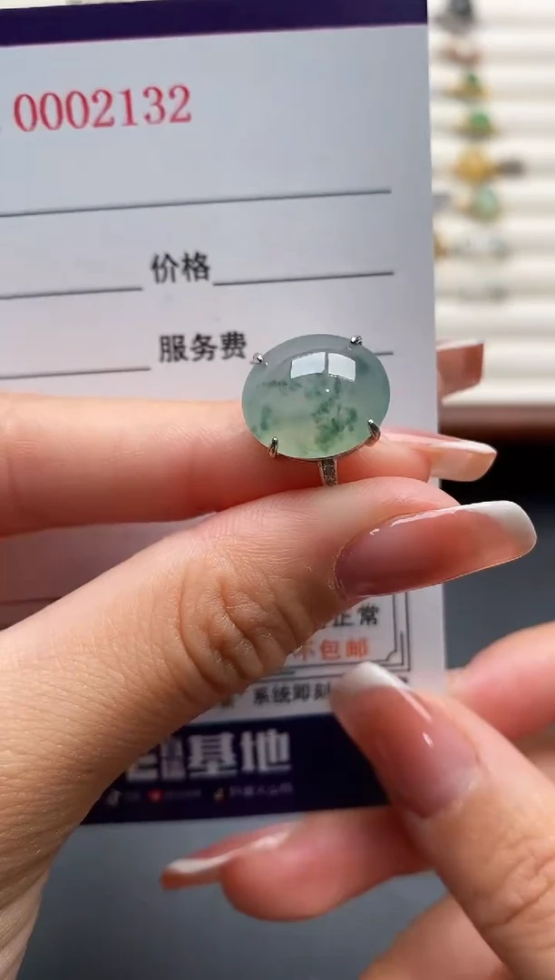 银S925镶嵌戒指翡翠444444+9