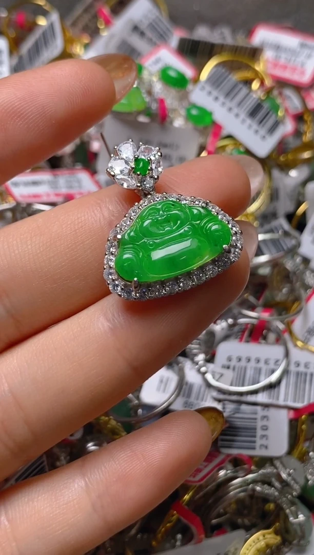 银S925镶嵌戒指翡翠百内无证书