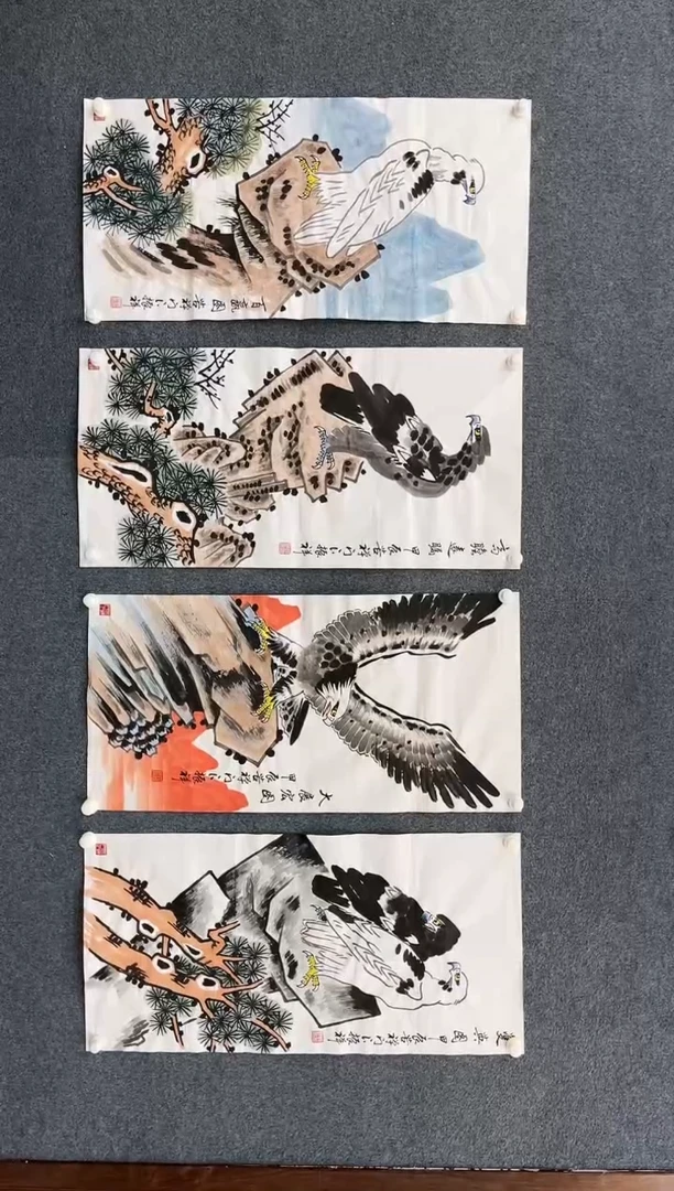 【闪购商品】国画1.19-艺术-赵振祥-三尺白宣-鹰一套