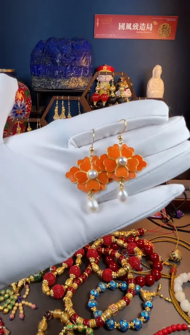 【闪购商品】凤凰羽珐琅景泰蓝耳钩