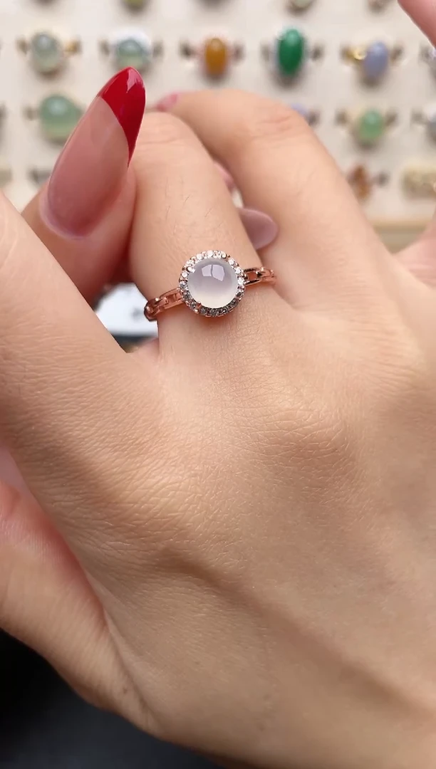 【闪购商品】翡翠戒指银S925镶嵌一物一证一礼盒