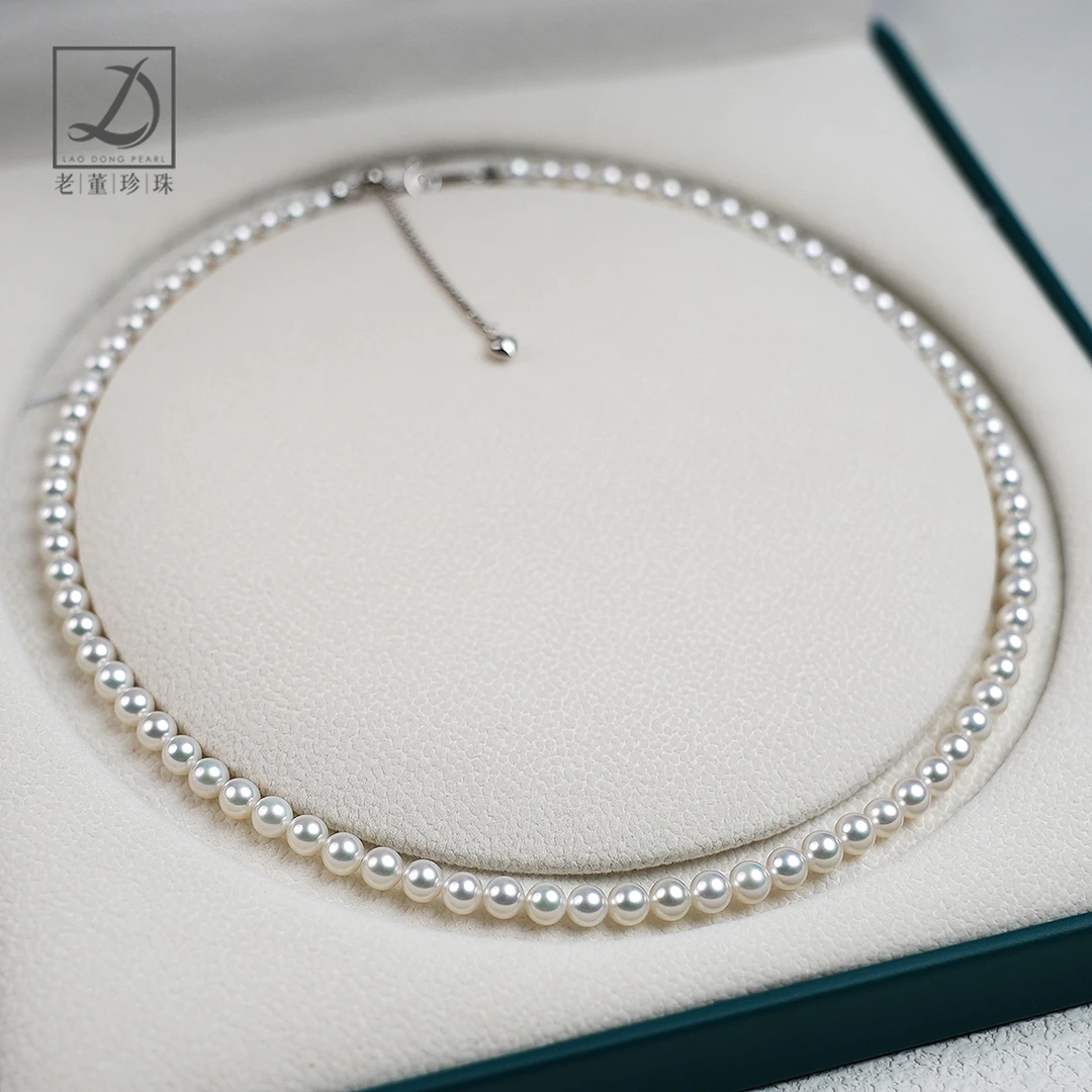5A T选级 | 淡水天然AK5-5.5mmS925银 极光正圆极微瑕珍珠项链