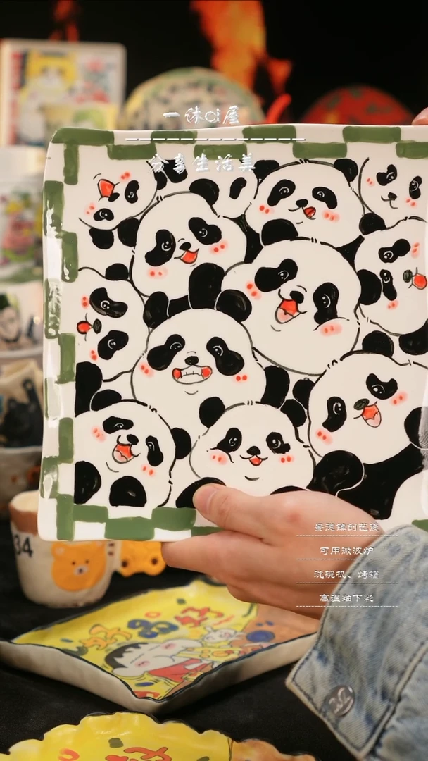 【闪购商品】摆件亲工手绘陶瓷-盘子