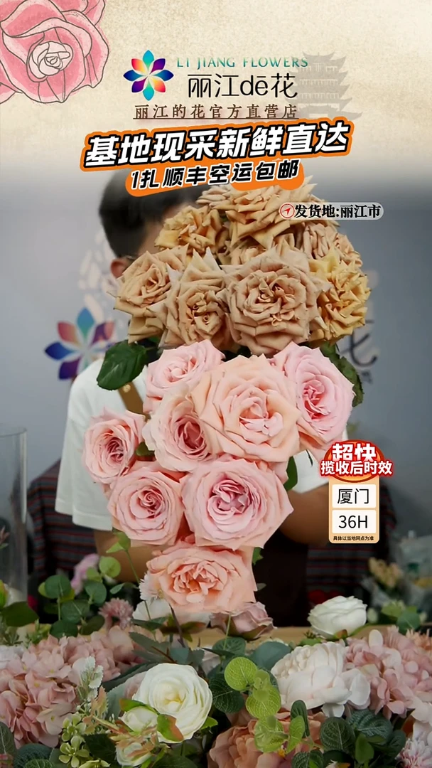 无花朵顺丰空运包邮65~70cm 摩卡+微光 共20枝