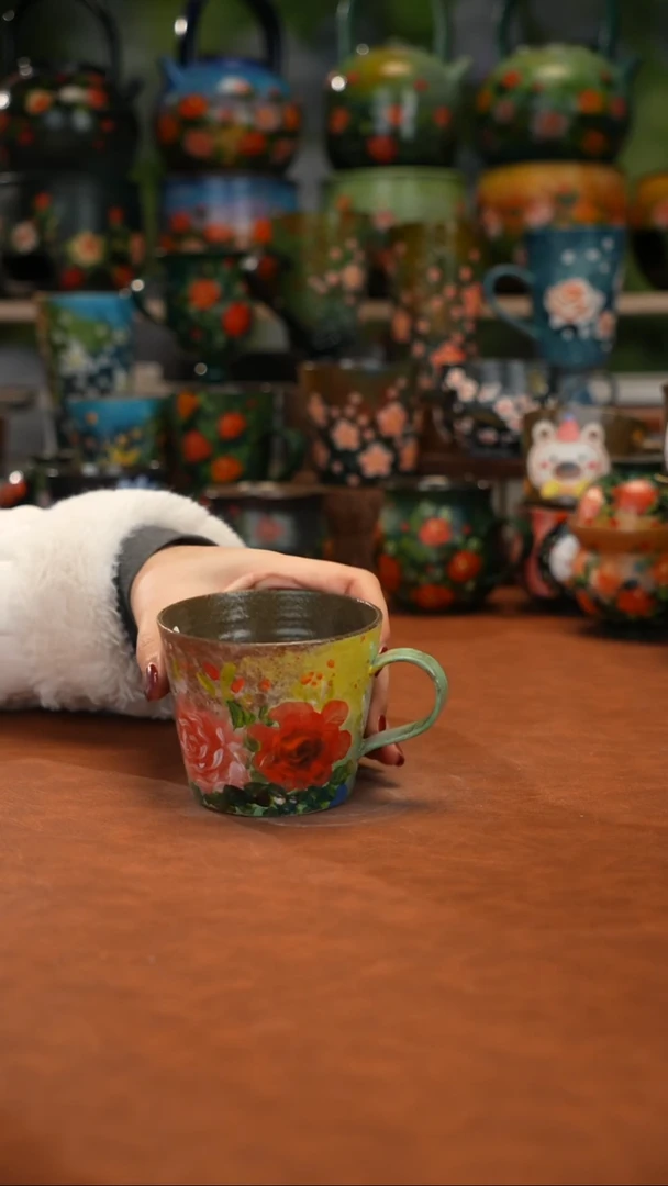 紫砂油画手绘釉下彩