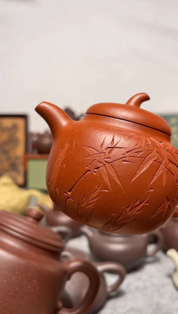茶壶紫砂良**大小煤窑朱泥手工泥茄段90cc