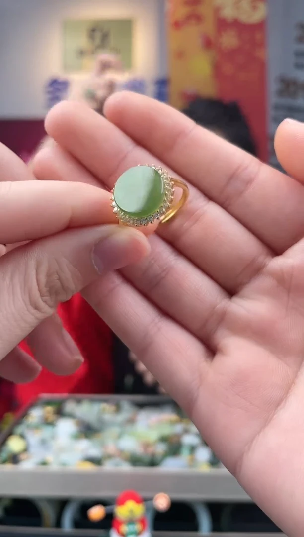 【闪购商品】和田玉戒指银S925镶嵌碧玉戒指多样性发一件