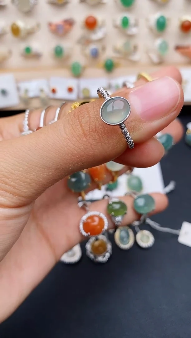 【闪购商品】翡翠戒指银S925镶嵌缅甸翡翠