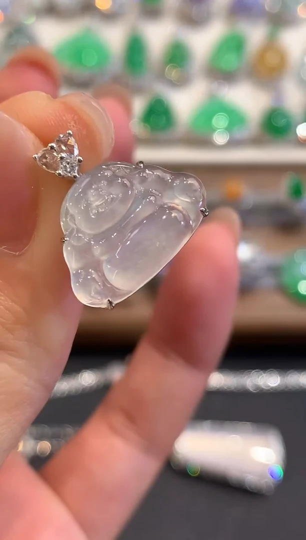 吊坠(不含链)18K金镶嵌翡翠a13