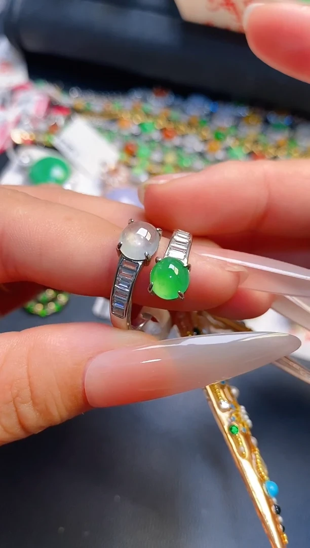 银S925镶嵌戒指翡翠天然