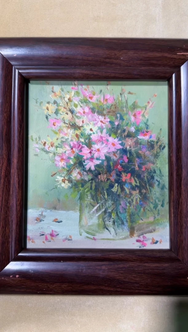 油画俄罗斯手绘油画作品《 小蹴鞠 》25x28cm 带外框