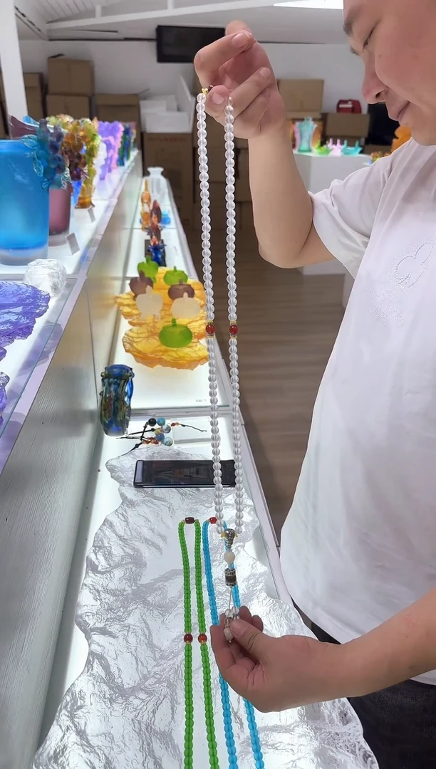 手工艺品琉璃古法琉璃108颗珠白色