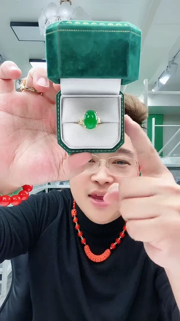 【闪购商品】翡翠戒指14K金镶嵌J6戒指