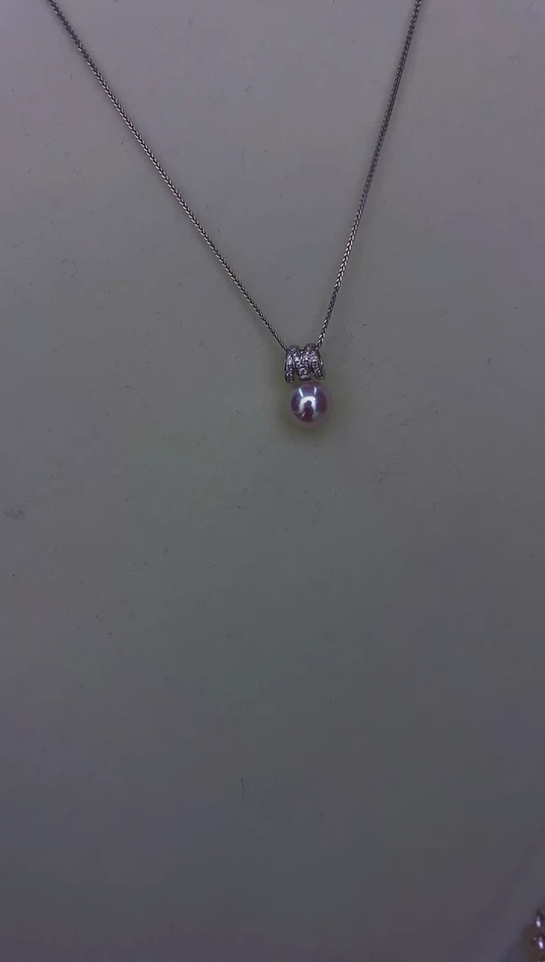 18K金镶嵌akoyaM家同款吊坠海水珍珠8.5-9mm（赠链）