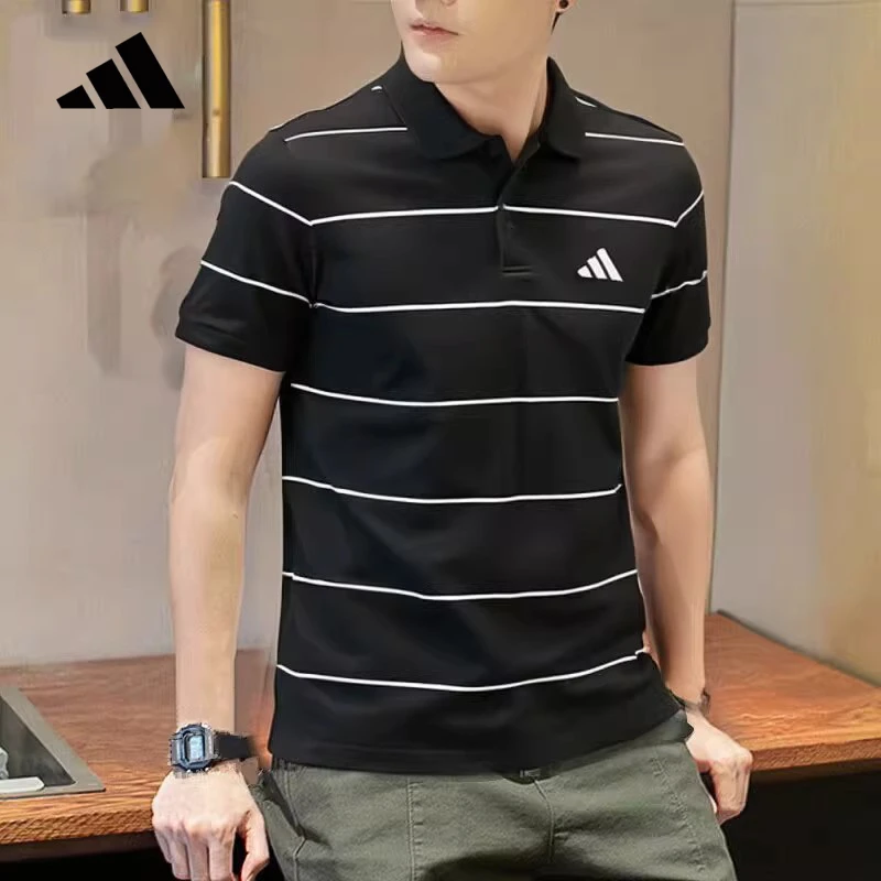 adidas/阿迪达斯商务风翻领POLO衫夏季男透气户外运动短袖跑步t恤
