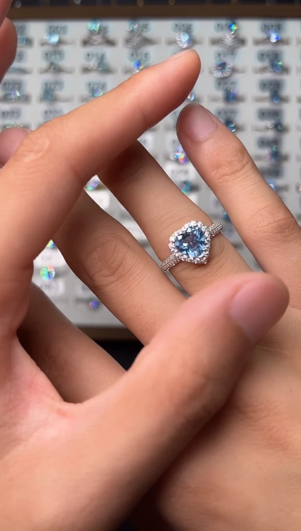 海蓝宝石戒圈银S925镶嵌00000