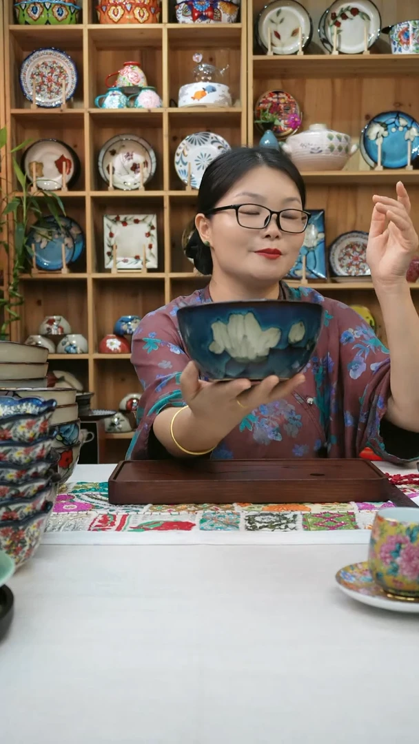 瓷片小可高温陶瓷餐具一组两只面碗