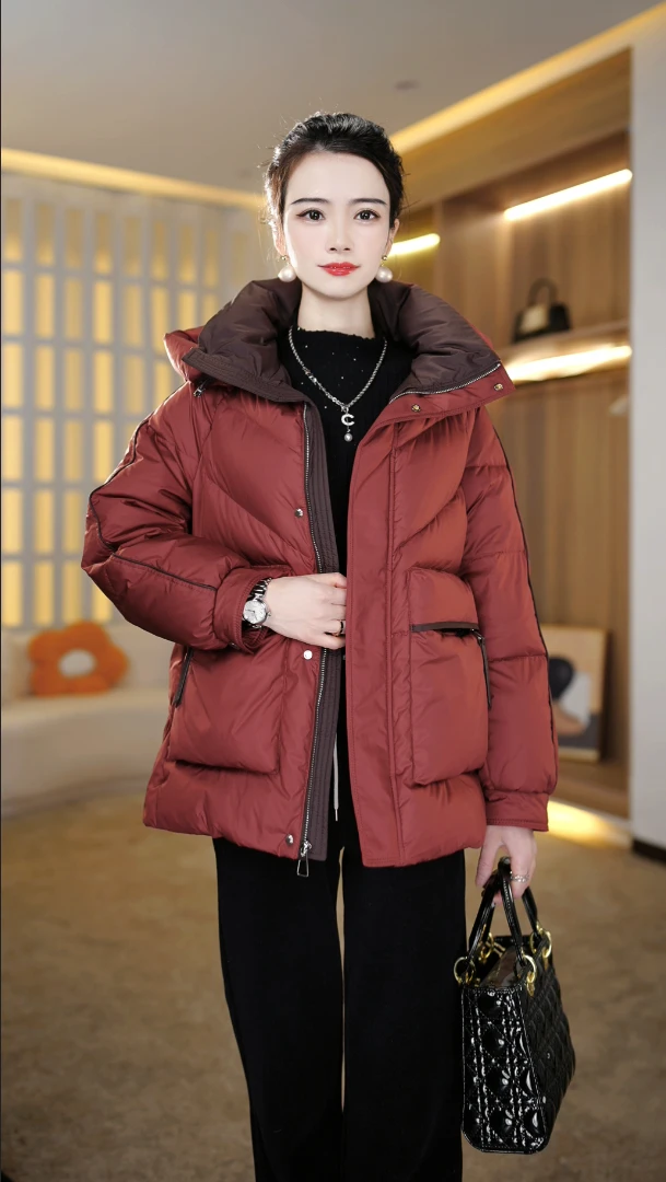 羽绒服女短款2024新款小个子洋气时尚中年妈妈加厚保暖白鸭绒外套