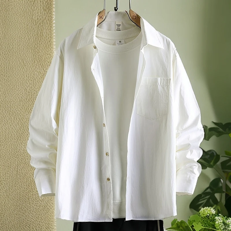 男士新款春秋百搭休闲夹克工装衬衫外套青年透气扎染