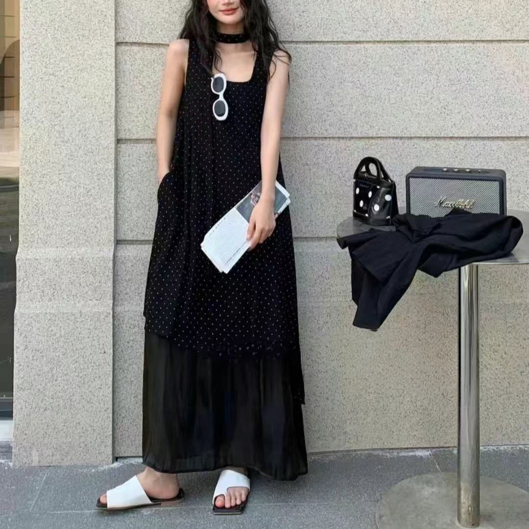 【锦衣服饰】HJHY  8079韩系气质吊带连衣裙