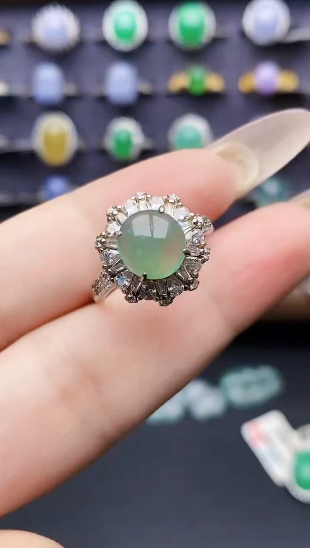 银S925镶嵌戒指翡翠0023