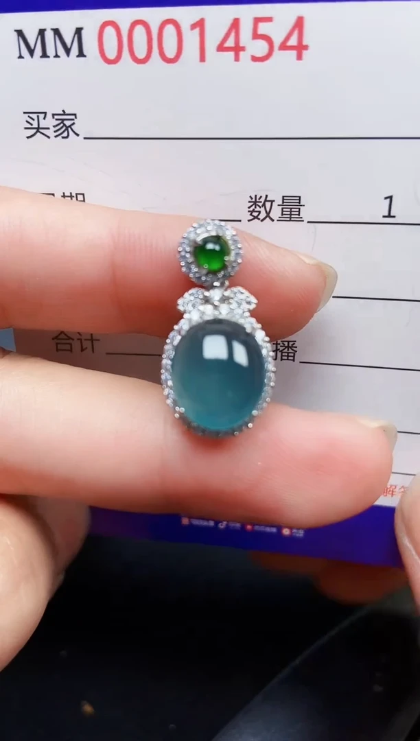 翡翠银S925镶嵌颈饰1454