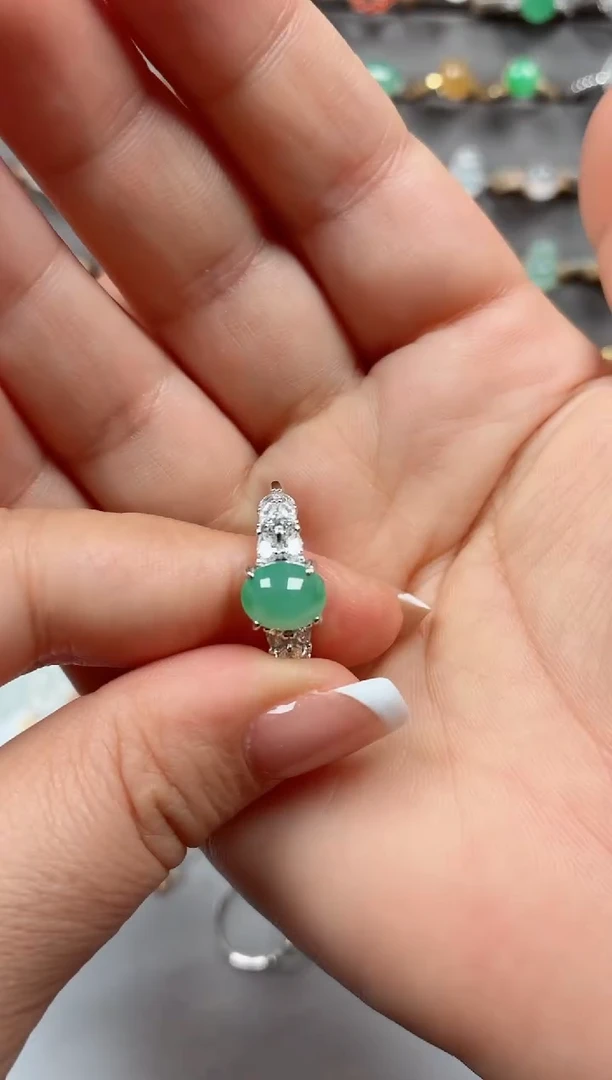 银S925镶嵌戒指翡翠.